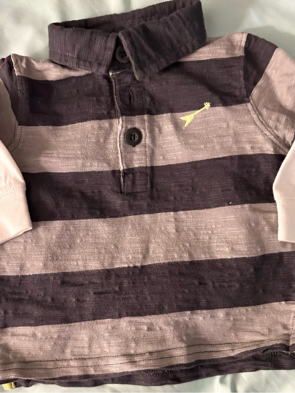 Carter's Brown & Cream Striped Polo with Yellow Accent